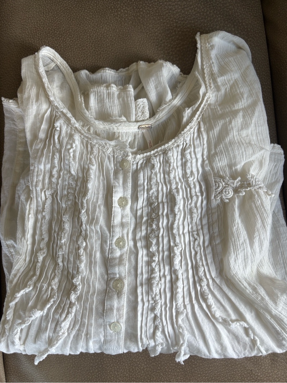 Free People Lace Sleeves Cotton Flowy Top
